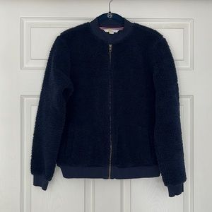 Boden Navy Blue Fleece Bomber Jacket